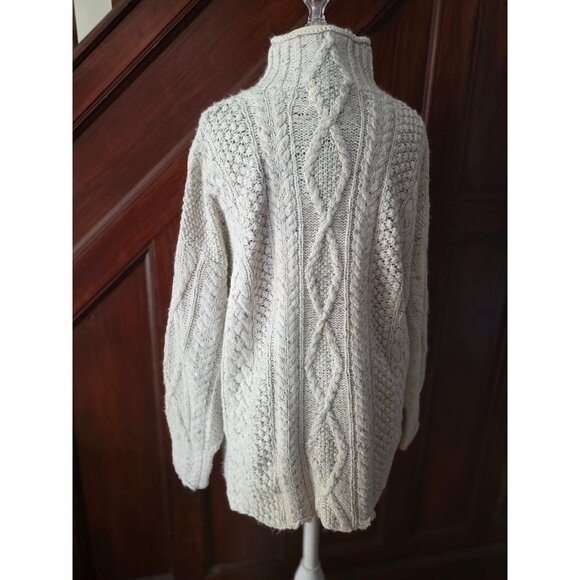 Express Tricot Handknit Cable Knit Sweater -Angora Rabbit Hair Blend High Neck L - Picture 3 of 7